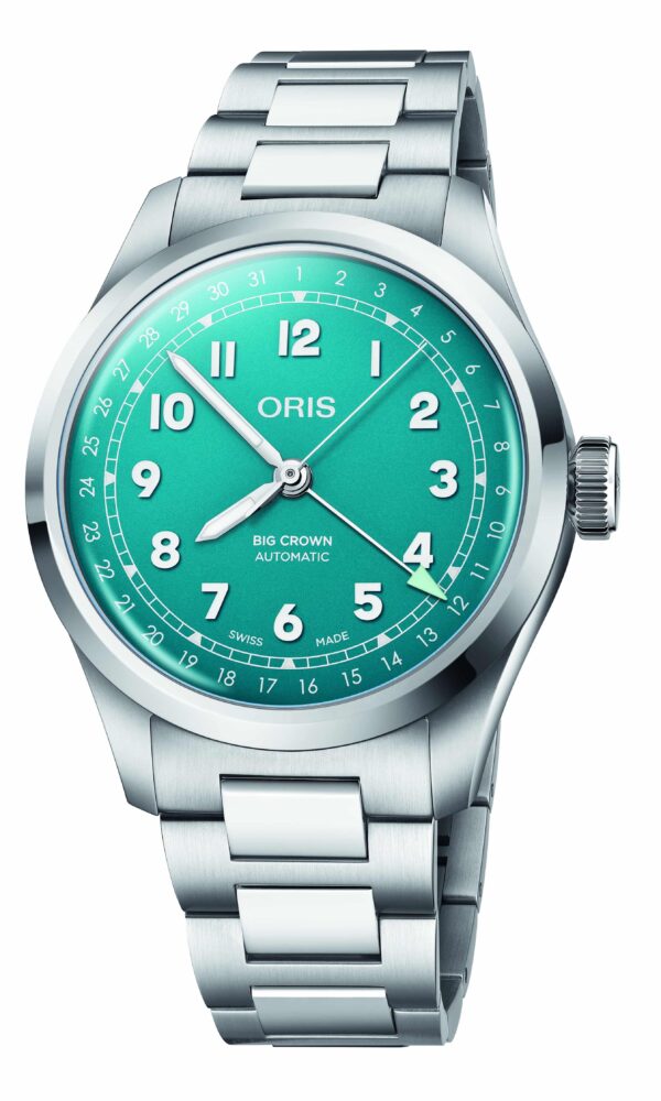 Montre Big Crown Pointer Date bleue turquoise Oris Dumas Horlogerie Avignon
