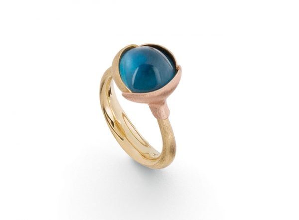 BAGUE LOTUS MOYEN MODÈLE TOPAZE BLEU - OLE LYNGGAARD