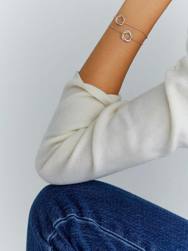 Bracelet Femme Tresse Or Rose Or Blanc Diamants - Poiray.