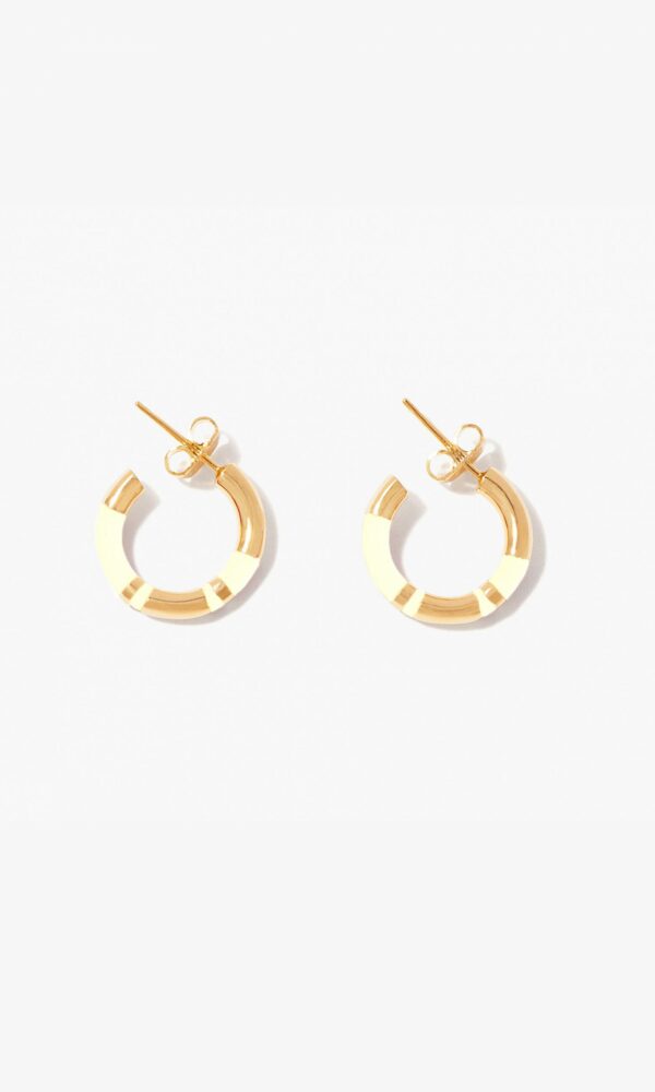 Succombez aux boucles d'oreilles mini créoles Positano Ivoire de Aurélie Bidermann chez Dumas Joaillier à Avignon.