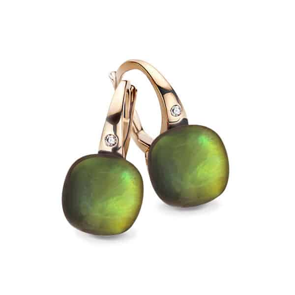 Boucles d'Oreilles Mini Sweety Améthyste Verte, Tourmaline Verte- Bigli Jewelry