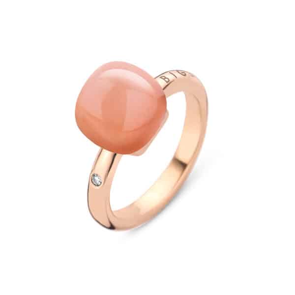 Bague Mini Sweety Pierre de Lune Orange avec Nacre - Bigli Jewelry