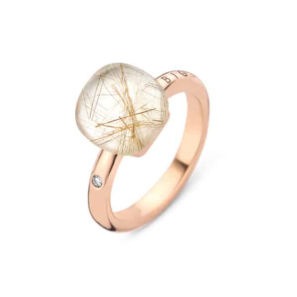 Bague Mini Sweety Quartz Rutilé avec Nacre Blanche - Bigli Jewelry
