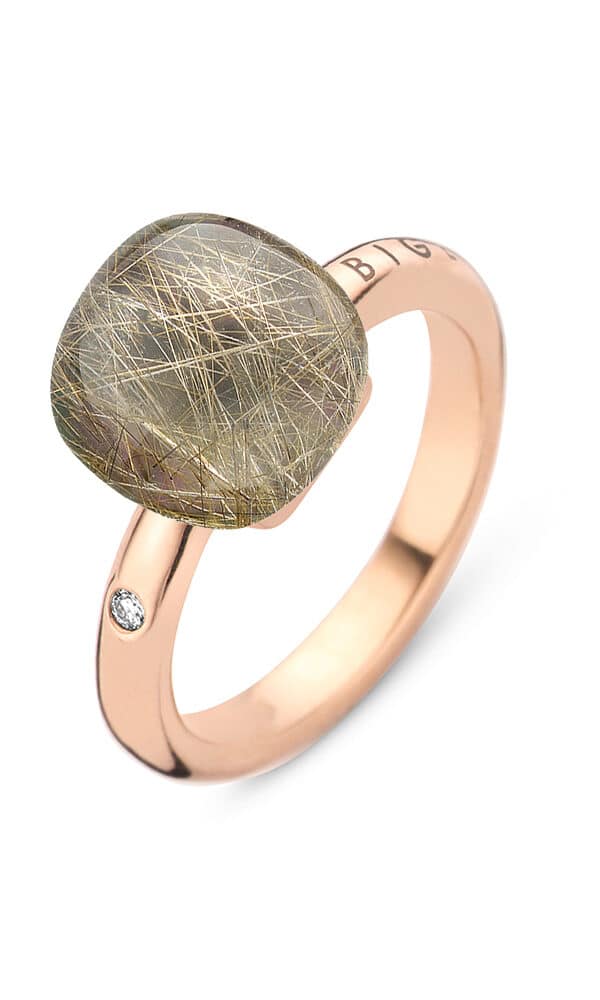 Bague Mini Sweety Quartz Rutilé avec Nacre Grise - Bigli Jewelry