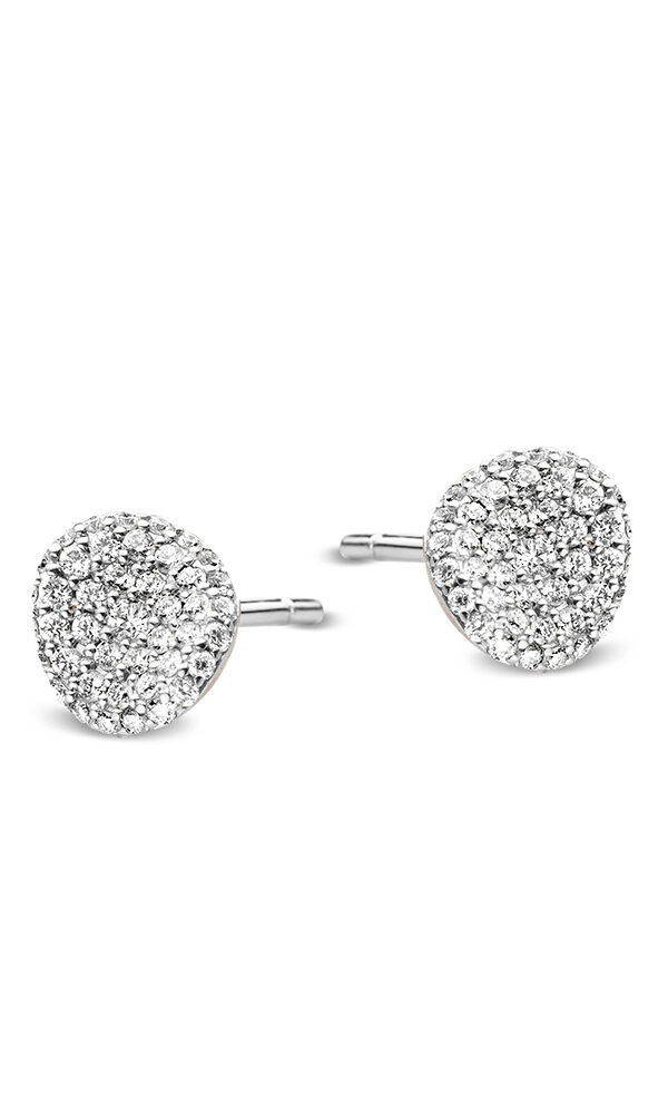 Boucles d'Oreilles Mini Waves Or Blanc et Diamants Blanc - Bigli Jewelry