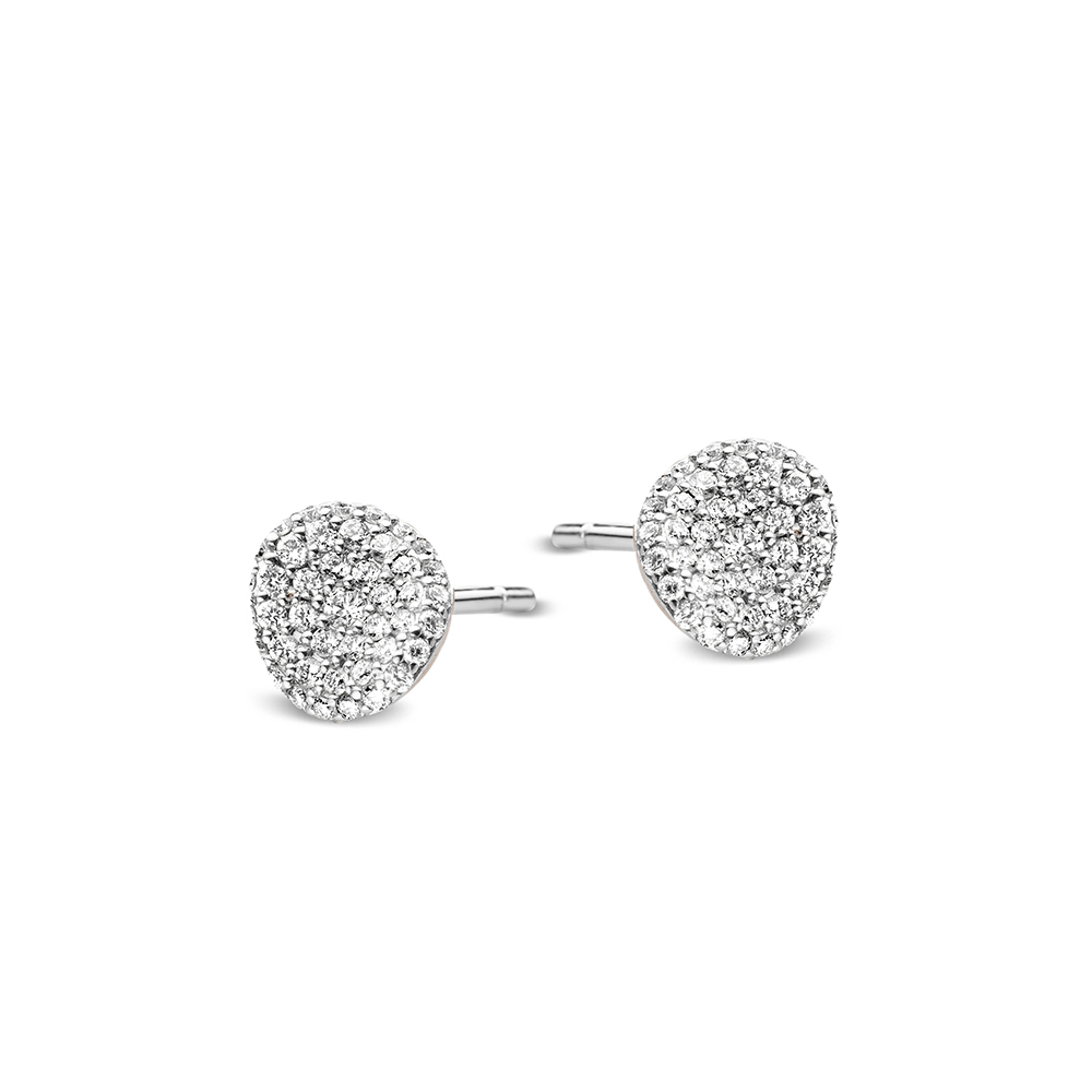 Boucles d'Oreilles Mini Waves Or Blanc et Diamants Blanc - Bigli Jewelry