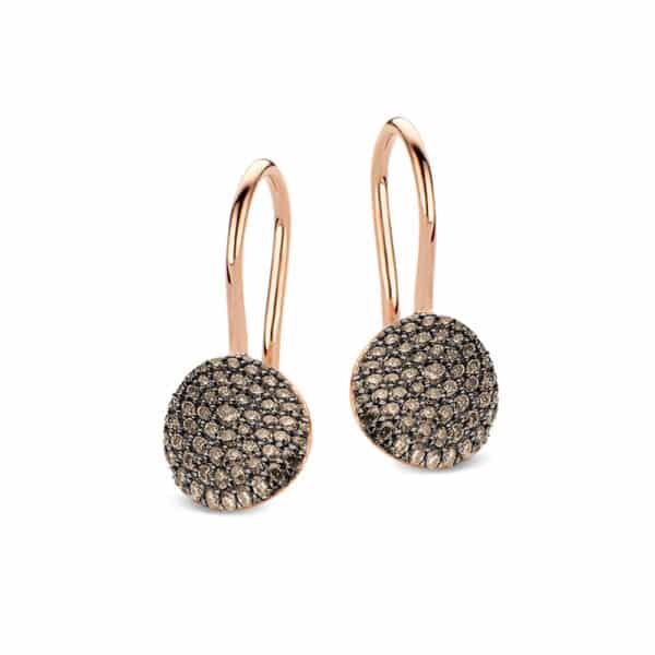 Boucles d'Oreilles Mini Waves Or Rose et Diamants Brun - Bigli Jewelry