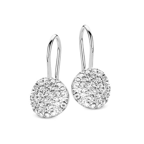 Boucles d'Oreilles Mini Waves Or Blanc et Diamants Blancs - Bigli Jewelry