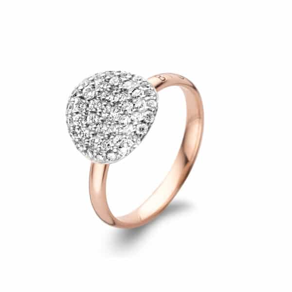 Bague Mini Waves Or Rose et Diamants Blanc - Bigli Jewelry