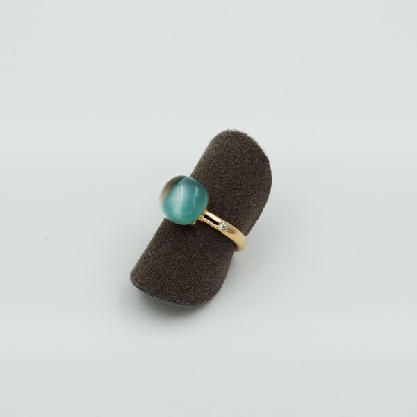 Bague Femme Mini Sweety Quartz Citron Aventurine Verte et Nacre - Bigli.