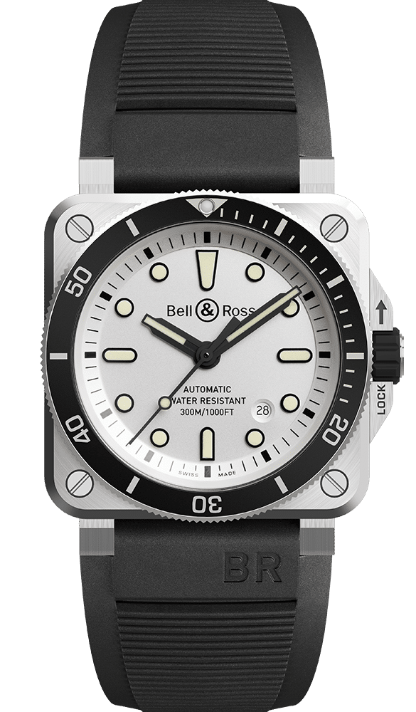 Admirez la montre homme BR 03-92 White Diver de Bell & Ross. Montre Automatique de luxe. Détaillant officiel à Avignon. Paiement 4x sans frais.