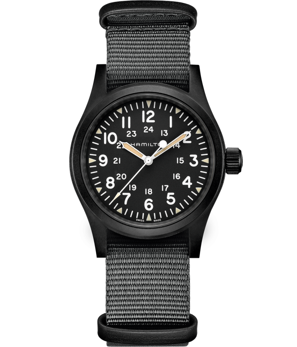 Laissez-vous séduire par la montre khaki field mechanical dans sa version black. Chez Dumas Horloger votre détaillant officiel à Avignon. Paiement 4x.