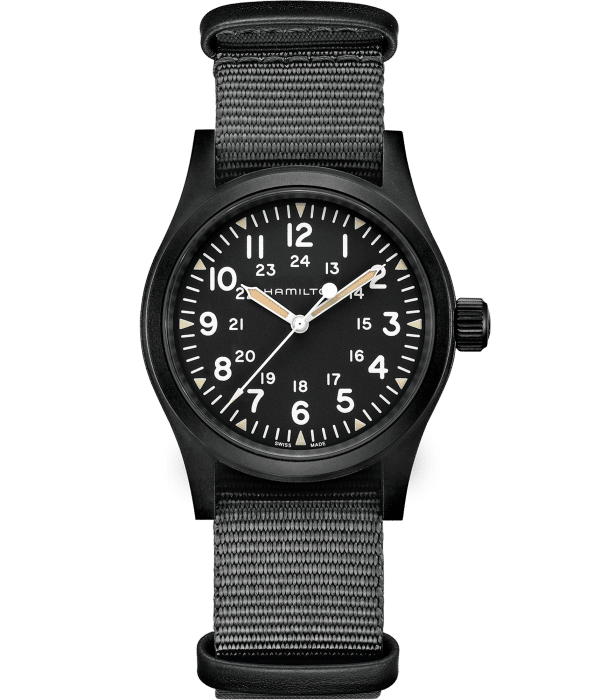 Laissez-vous séduire par la montre khaki field mechanical dans sa version black. Chez Dumas Horloger votre détaillant officiel à Avignon. Paiement 4x.