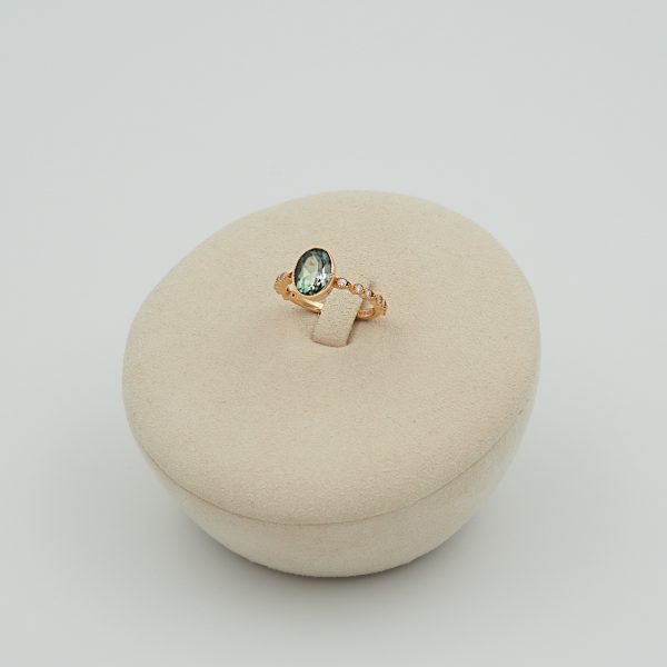 Bague Femme Or Rose, Diamants, Topaze Verte - Dumas Création.
