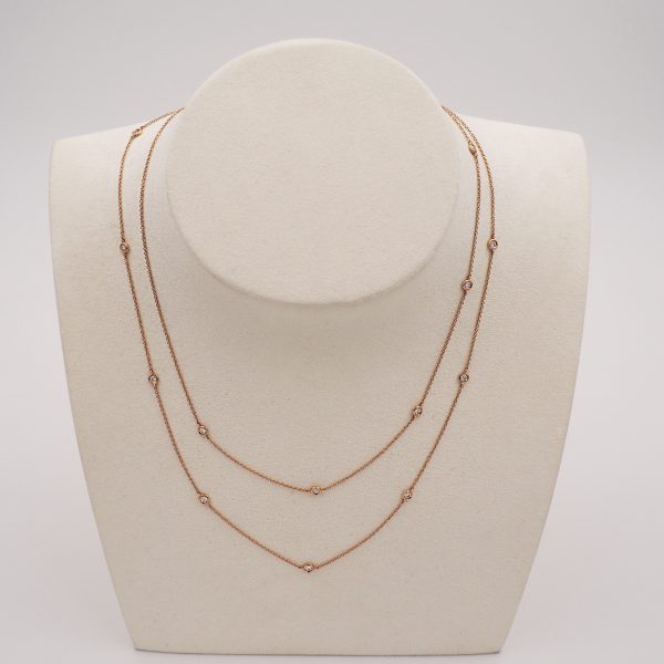 Sautoir Femme Or Rose Diamants - Dumas Création.