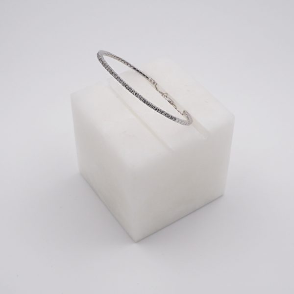 Bracelet Femme Semi Rigide Or Blanc Diamants - Créateur.