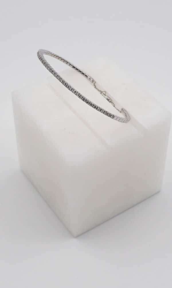 Bracelet Femme Semi Rigide Or Blanc Diamants - Créateur.