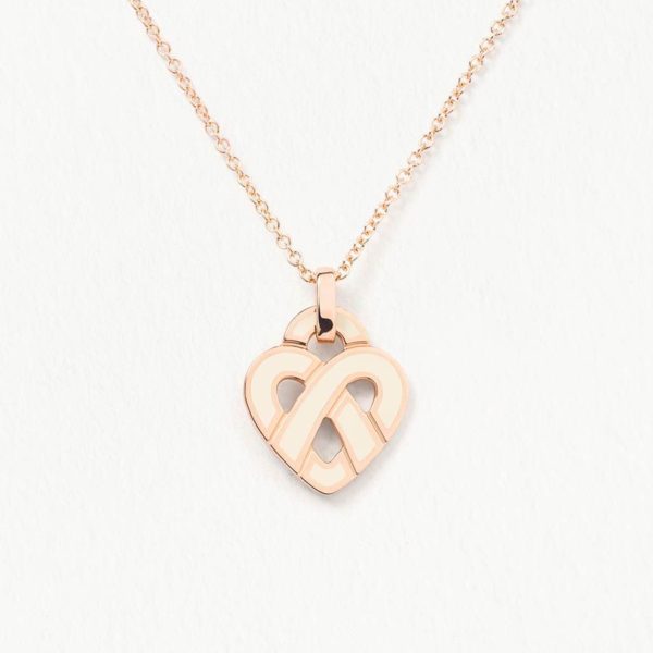 Pendentif Femme Coeur Entrelacé Email Ivoire PM - Poiray.