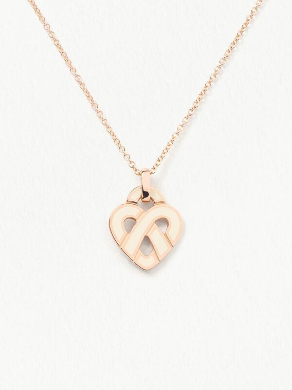 Pendentif Femme Coeur Entrelacé Email Ivoire PM - Poiray.