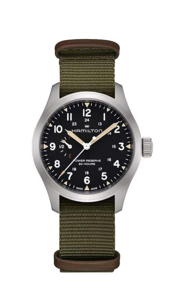 montre khaki field mechanical power reserve noir hamilton dumas horloger avignon