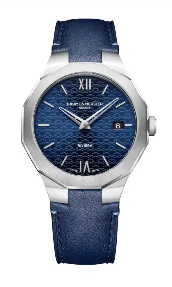 m0a10846 – riviera baume & mercier quartz cadran bleu cuir 1