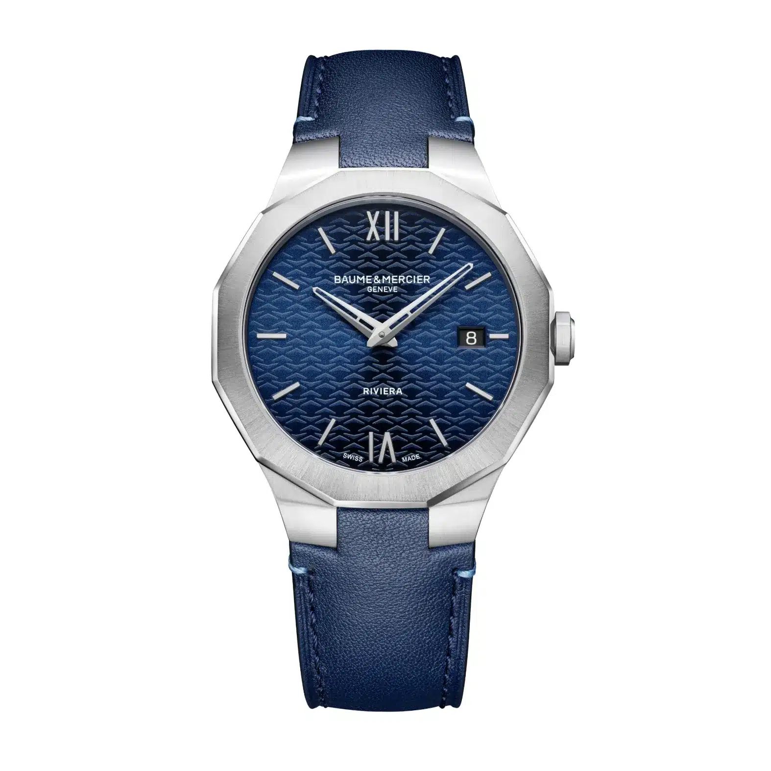 m0a10846 – riviera baume & mercier quartz cadran bleu cuir 1