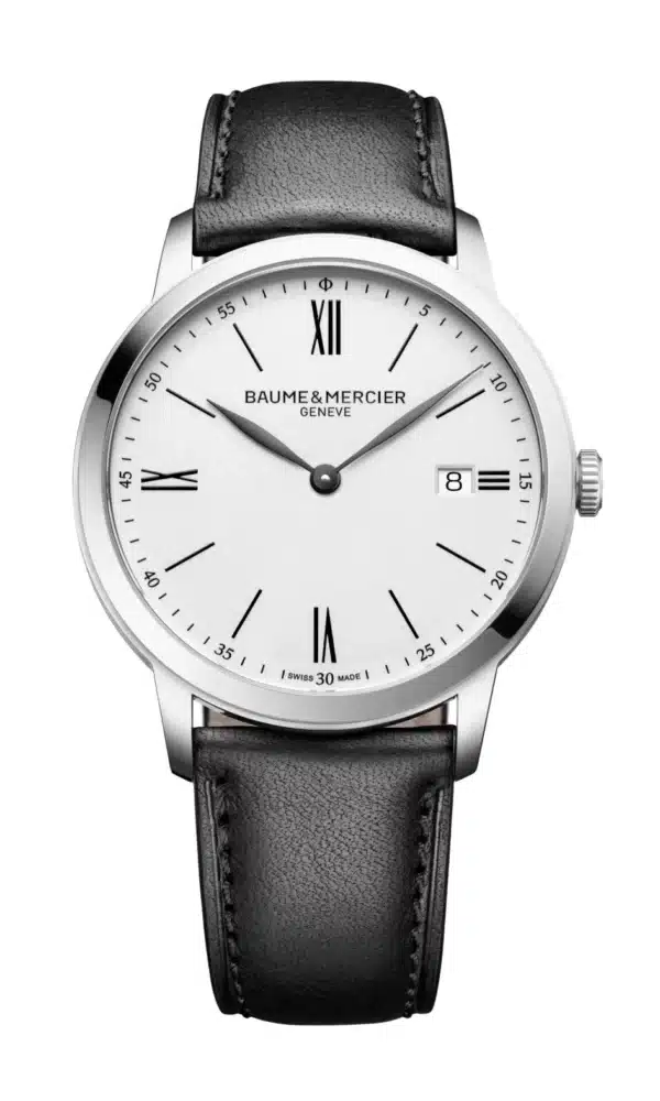 m0a10884 – classima baume & mercier quartz cadran blanc cuir noir 1