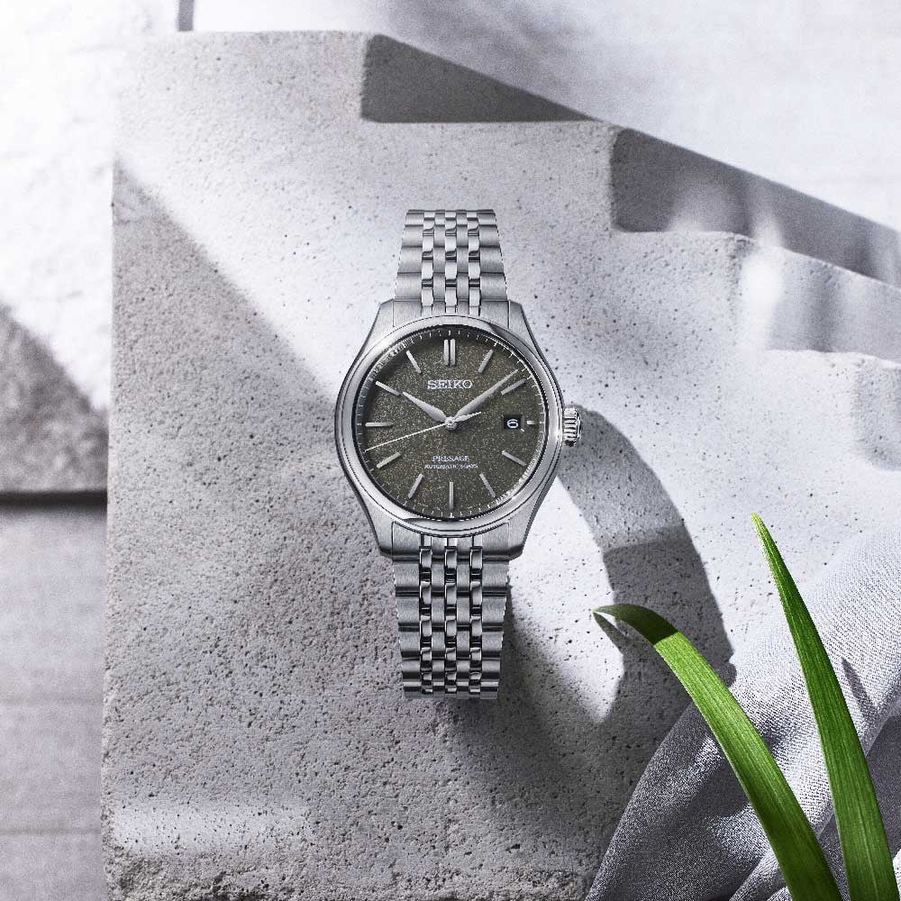 montre homme seiko presage classic series cadran soie verte