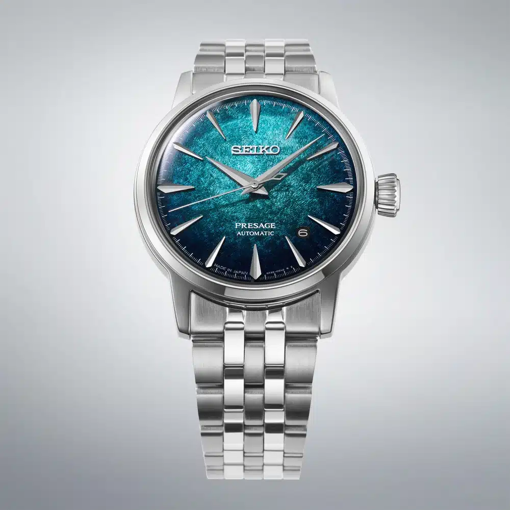 montre seiko homme presage automatique cadran cocktail bleu 3 aiguilles date