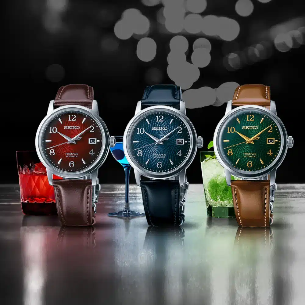 Montre Homme Seiko Presage Cocktail Mojito cuir marron
