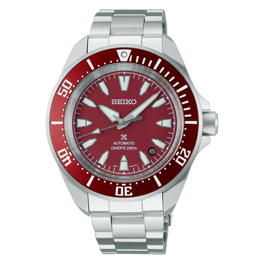montre homme seiko prospex slim samurai cadran rouge
