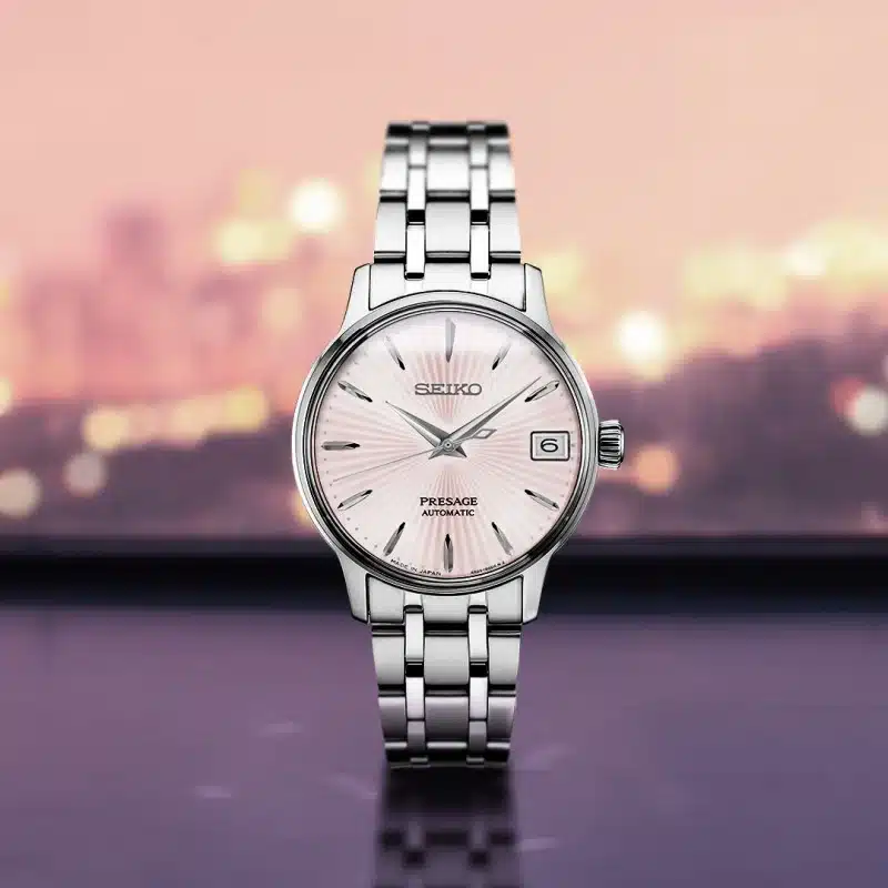 montre femme seiko presage cocktail cadran rose