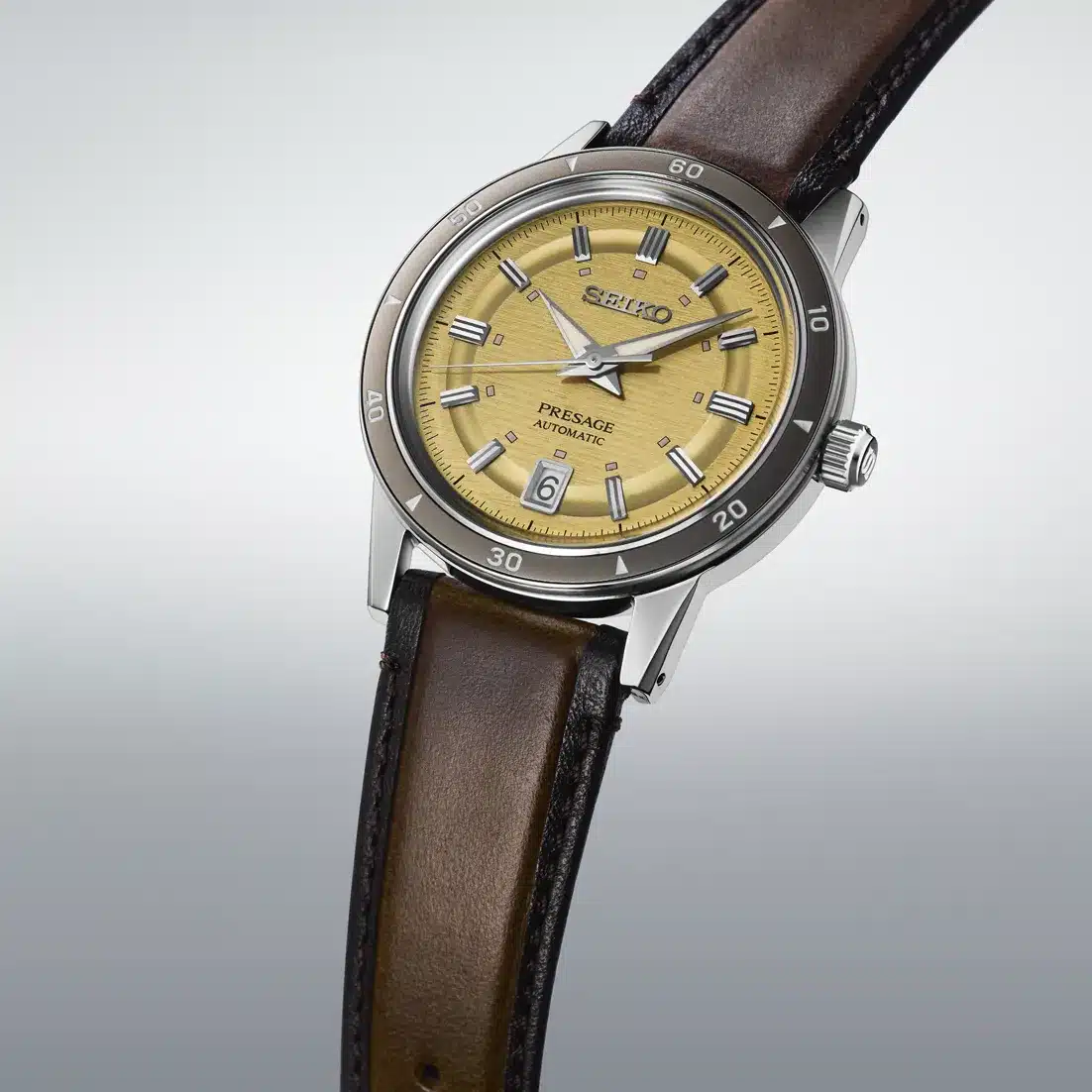Presage Style 60's Champagne Bracelet Cuir Marron Seiko Presage Style 60's Champagne Bracelet Cuir Marron Seiko