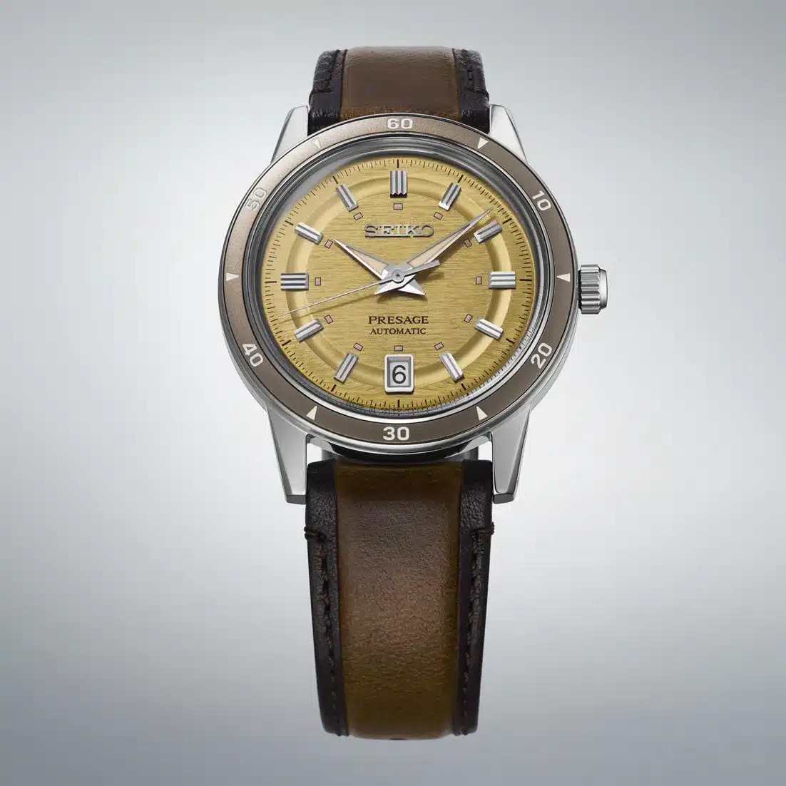 Presage Style 60's Champagne Bracelet Cuir Marron Seiko Presage Style 60's Champagne Bracelet Cuir Marron Seiko