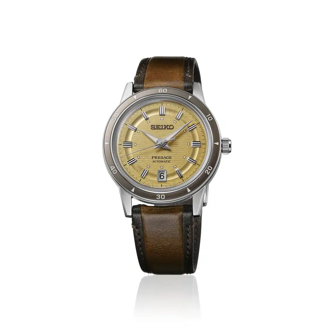 Presage Style 60's Champagne Bracelet Cuir Marron Seiko Presage Style 60's Champagne Bracelet Cuir Marron Seiko
