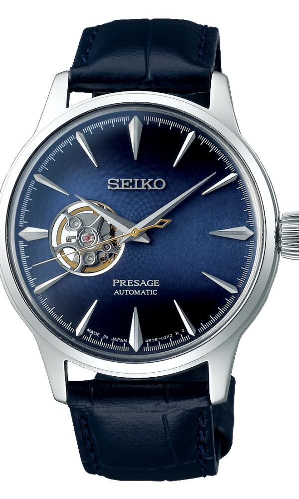 montre homme seiko presage cocktail blue moon cœur ouvert
