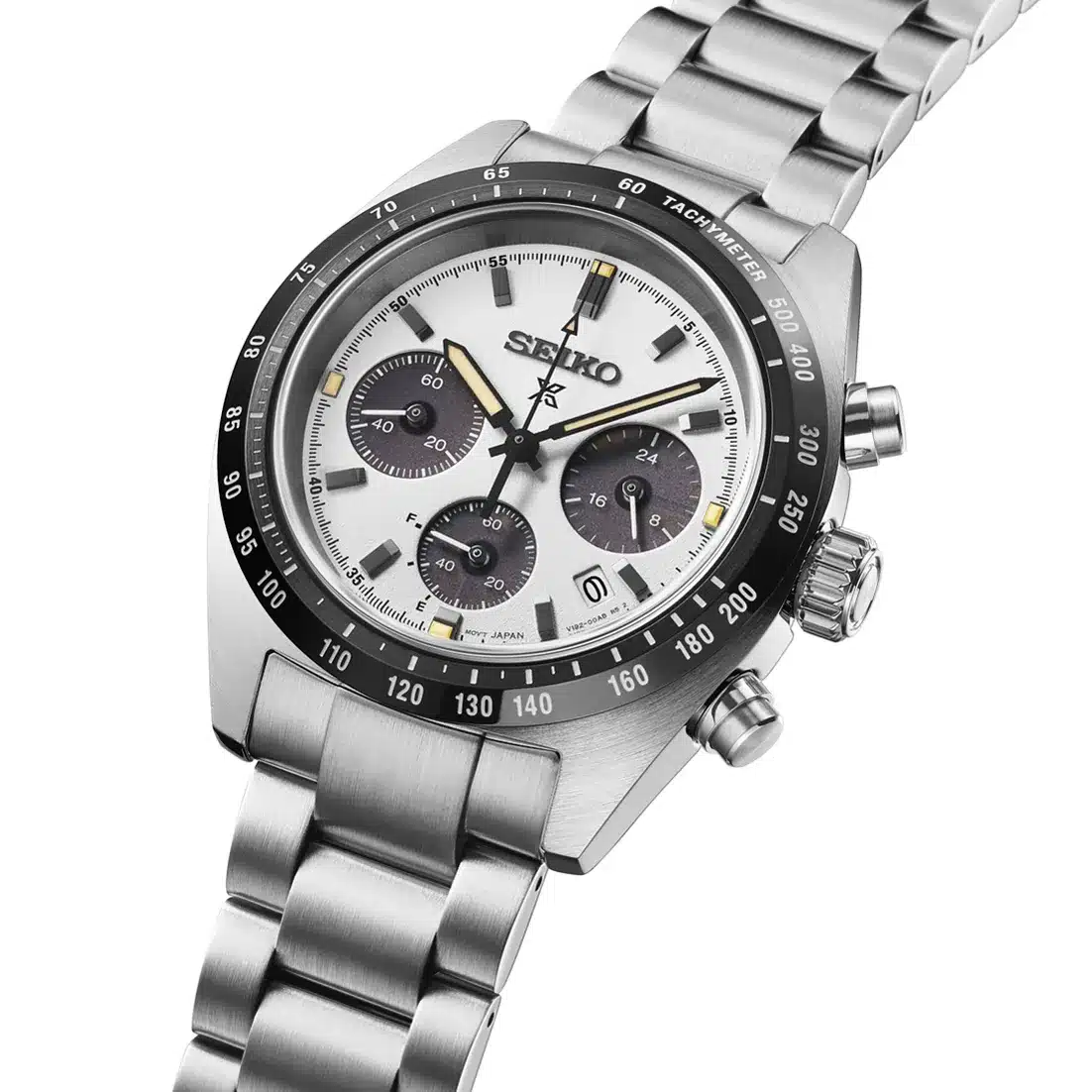 Montre Homme Seiko Prospex Speedtimer chronographe solaire cadran blanc